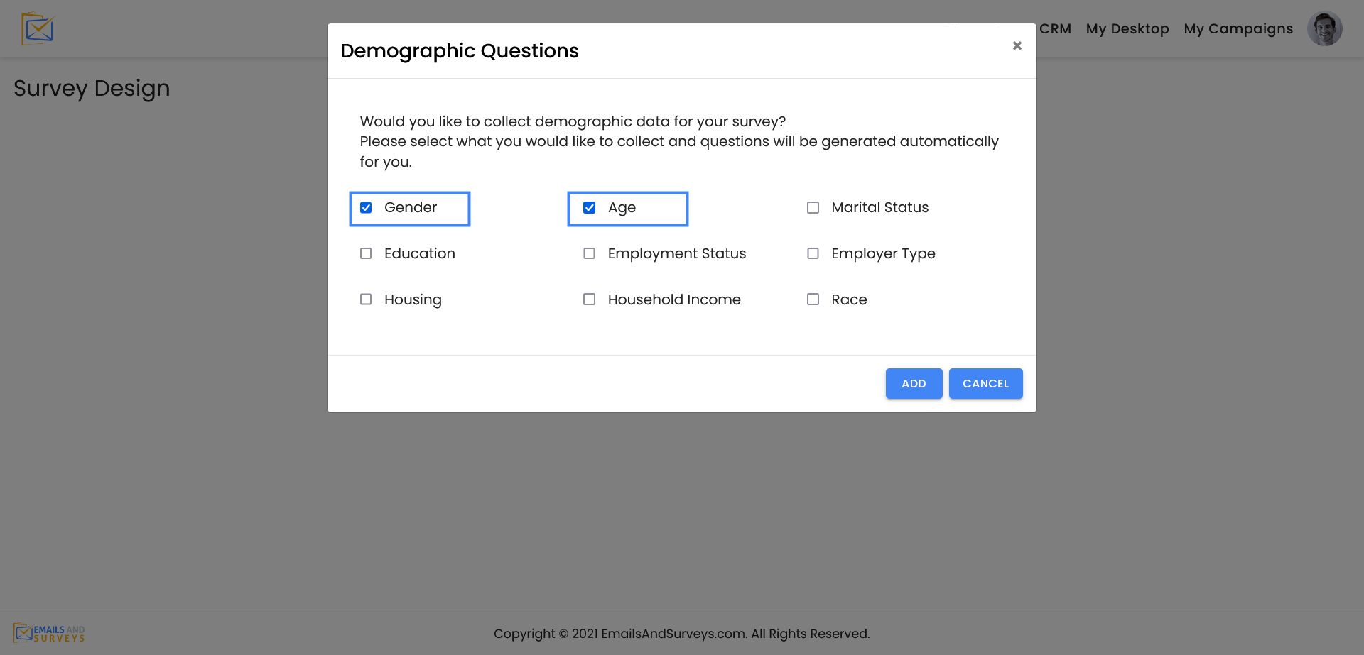 Incorporate Demographic Questions in Surveys