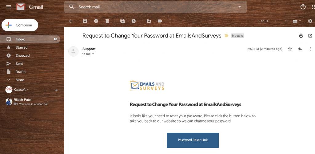 How do I Reset my Password ? in emailsandsurveys